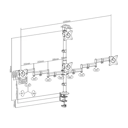 Kontrolsat - AISENS Desk Mount TV Stand for 4 Monitors - DT27TSR-379