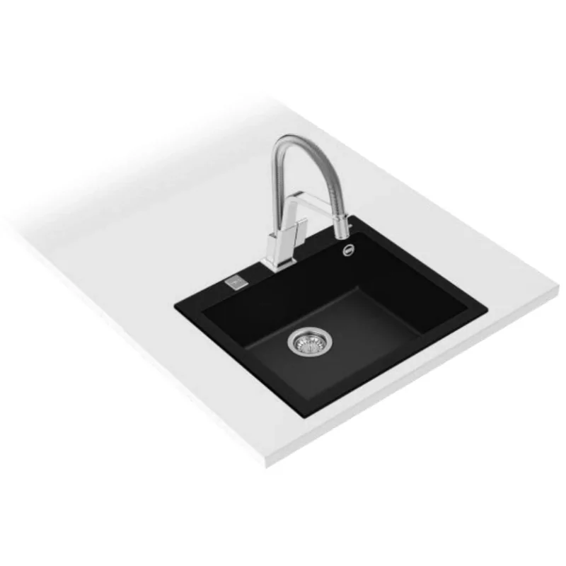Kontrolsat - TEKA Forsquare 50.40 Tg Kitchen Sink - Built-in with Tap, Black