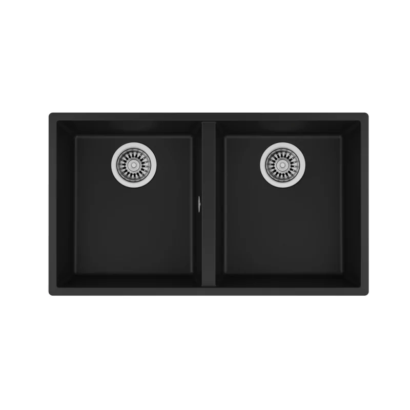 Kontrolsat - Teka Square 2c 760 Tg Black Sink - Built-in 2 Bowl