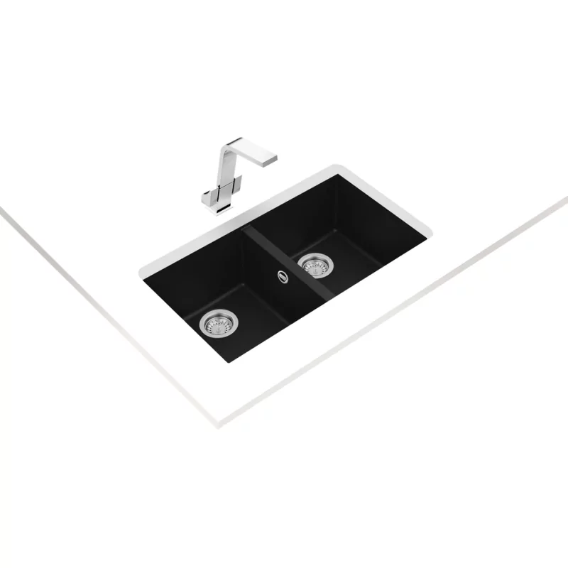 Kontrolsat - Teka Square 2c 760 Tg Black Sink - Built-in 2 Bowl
