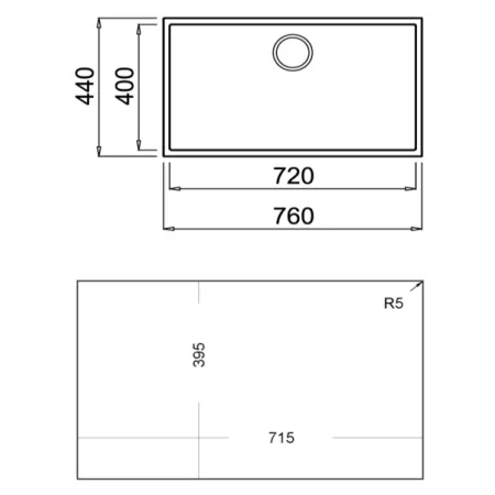 Kontrolsat - Teka Sink Square 72.40 Tg Black Built-in 76x44cm