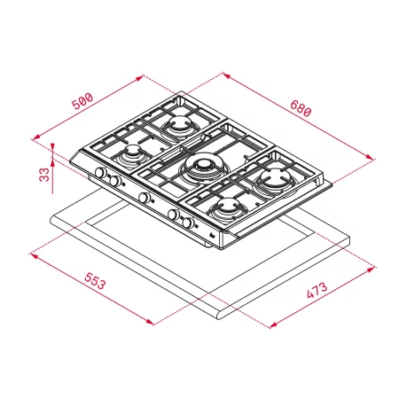 Kontrolsat - Teka EX 70.1 5G AI AL DR CI 70cm Gas Hob 5 Burners Stainless Steel Cast Iron Grid Kontrolsat - Teka EX 70.1 5G AI AL DR CI 70cm Gas Hob 5 Burners Stainless Steel Cast Iron Grid