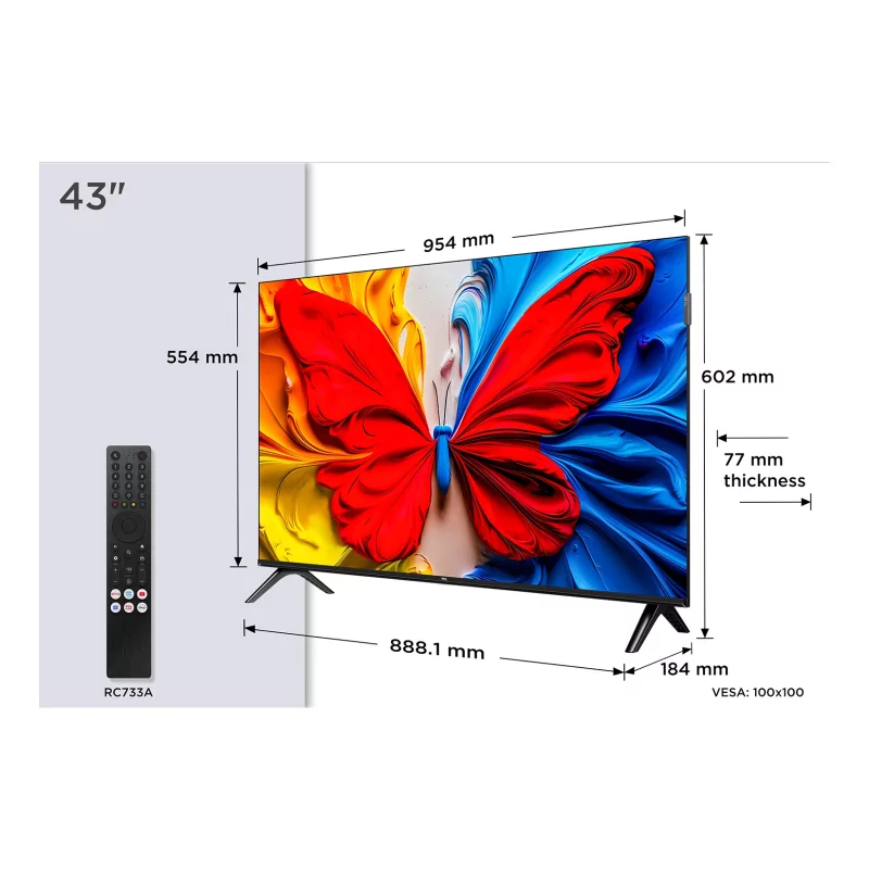 Kontrolsat - Smart TV QLED TCL 43" - 43S5K - (109cm, Google TV, Full HD)