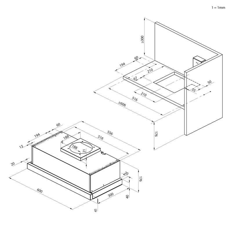 Kontrolsat - Candy CBT625/2X extractor hood - 60cm - 332 m3/h