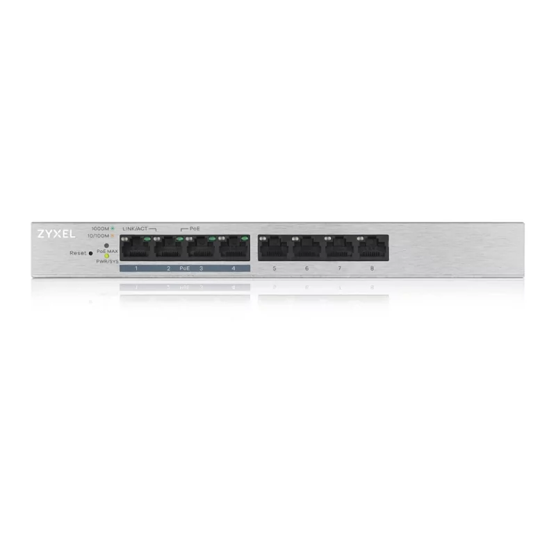 Kontrolsat - Hub Switch 8 Ptos Zyxel 10/100/1000 Gs1200-8hpv2 Prata