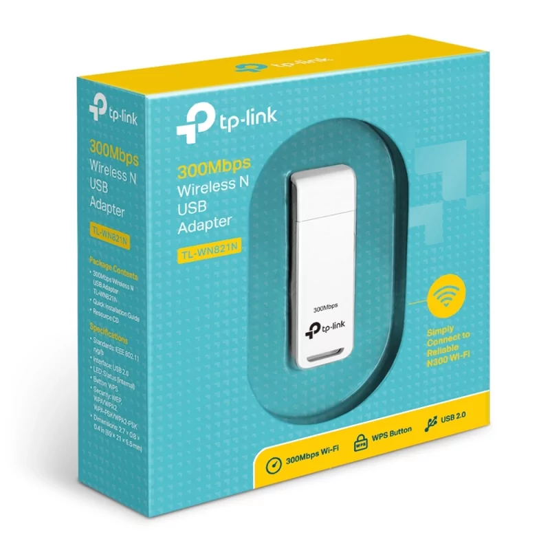 Kontrolsat - Placa de Rede USB TP-Link Wi-Fi 300Mbps - TL-WN821N