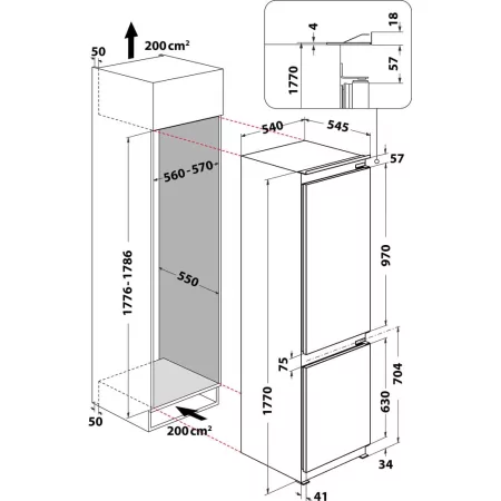 Kontrolsat - Built-in Combination Refrigerator - 273L - Hotpoint