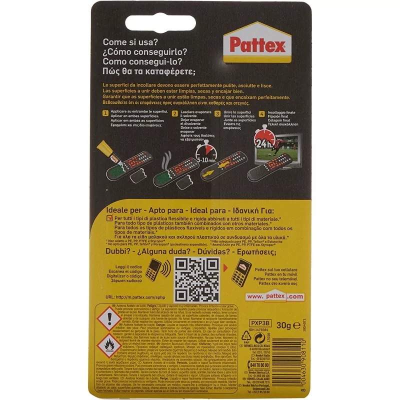 Kontrolsat - Cola Especial Plásticos Pattex (Ref: 96647) - Resistente à Água, 30g