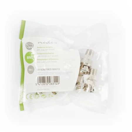 Kontrolsat - Nedis F/BNC Male Adapter CSGP41965ME - 10 Pack, Nickel Plated Metallic