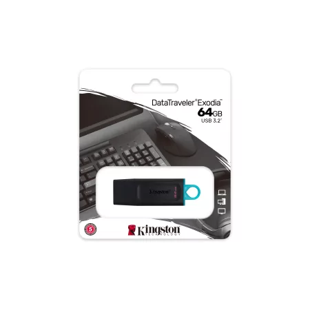 Kontrolsat - Pendrive 64gb Usb 3.2 Kingston Dt Exodia Preto / Turquesa