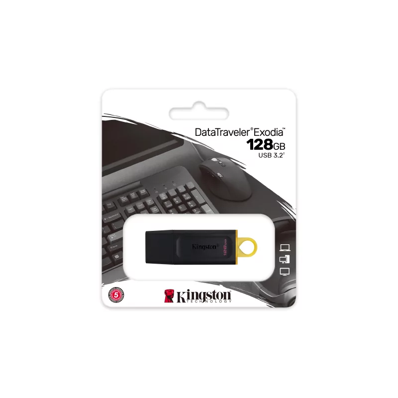 Kontrolsat - Pendrive 128gb Usb 3.2 Kingston Dt Exodia Preto / Amarelo