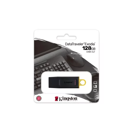 Kontrolsat - Pendrive 128gb Usb 3.2 Kingston Dt Exodia Preto / Amarelo