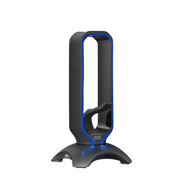 Kontrolsat - Suporte para Auscultadores + Bungee para Rato Mars Gaming - RGB - 2xUSB Hub - Preto - MHHPRO