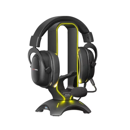 Kontrolsat - Suporte para Auscultadores + Bungee para Rato Mars Gaming - RGB - 2xUSB Hub - Preto - MHHPRO