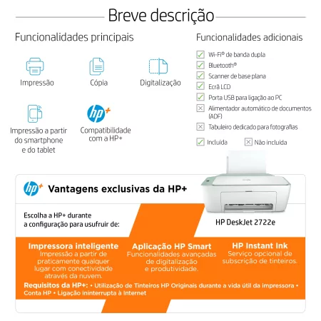 Kontrolsat - HP DeskJet 2722e All-in-One Printer - Light Sage - 26K69B