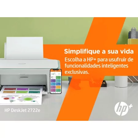 Kontrolsat - Impressora HP Multifunções DeskJet 2722e - Light Sage - 26K69B