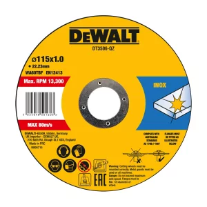 Kontrolsat - Conjunto de 10 Discos de Corte para Aço Inox. Dewalt - 115x1x22,23 mm - DT3506-QZ