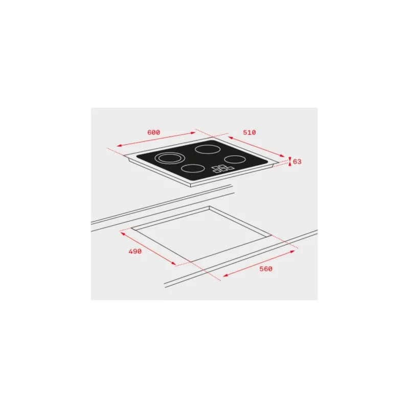 Kontrolsat - Placa Vitrocerâmica TEKA TZ-6415 - 4 Zonas, 6300W, Preto