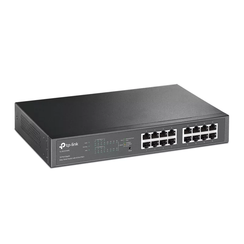 Kontrolsat - TP-Link Switch - 16 Ports - Gigabit - Smart Managed PoE + Rack Mountable - TL-SG1016PE