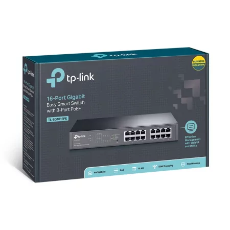 Kontrolsat - TP-Link Switch - 16 Ports - Gigabit - Smart Managed PoE + Rack Mountable - TL-SG1016PE