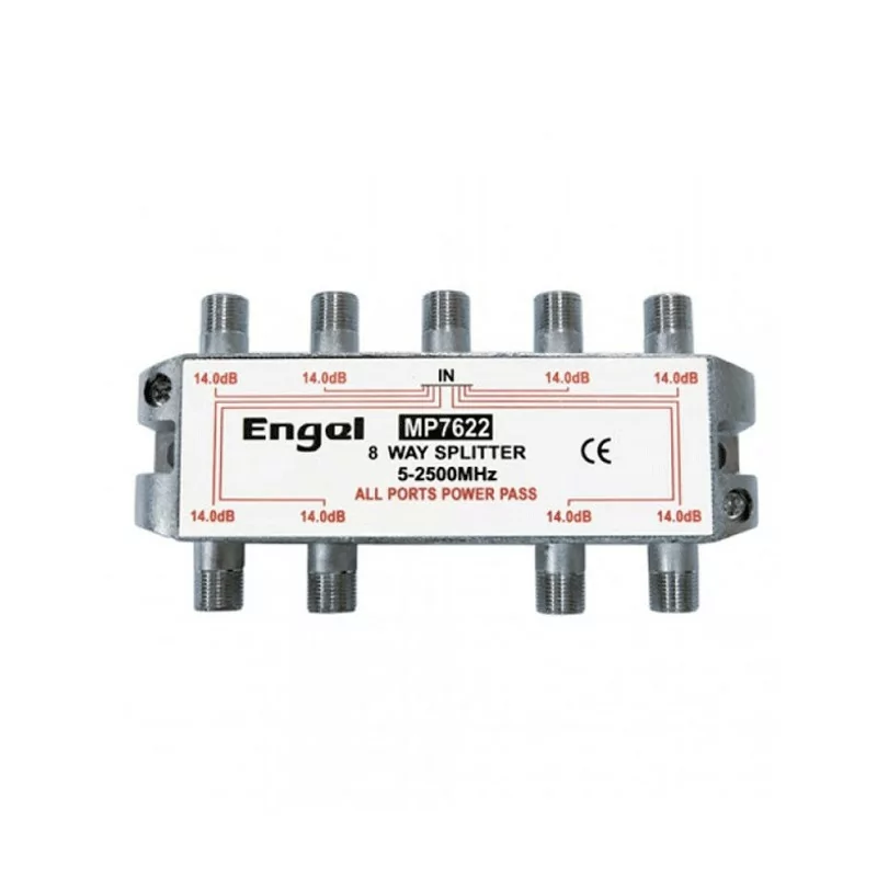 Repartidor 8 Saídas Axil - 5-2500Mhz - 14dB - Power Pass - Blister - MP7622E