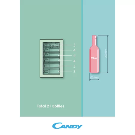 Kontrolsat - Cave de Vinho Candy - 21 Garrafas - Led - Classe G - CWC 021 ELSP/N