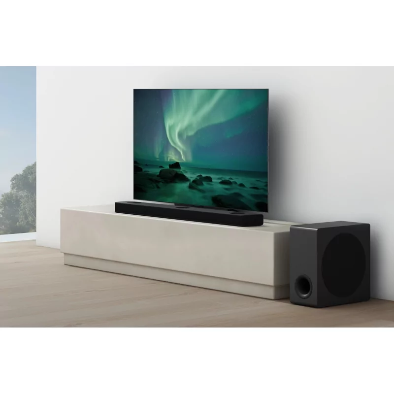 Kontrolsat - Barra de Som LG S90QY - 810W 9.1.5ch - Meridian, DTS:X, Atmos (HDMI eARC / Ótico / BT / USB)