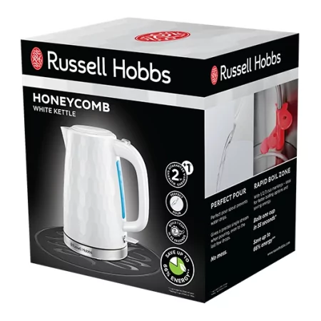 Kontrolsat - Jarro Eléctrico Russell Hobbs - Honeycomb Branco - 1,7L Kontrolsat - Jarro Eléctrico Russell Hobbs - Honeycomb Branco - 1,7L