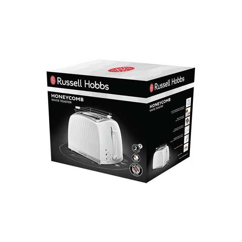 Kontrolsat - Honeycomb White 2-Slice Toaster - Russell Hobbs