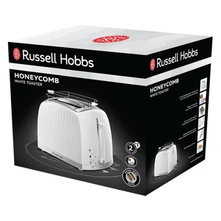 Kontrolsat - Honeycomb White 2-Slice Toaster - Russell Hobbs