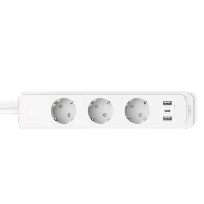 Kontrolsat - Tapo TP-Link Smart Socket Extension - Smart Wi-Fi Power Strip 3 Schuko 10A Sockets + USB/USB-C White
