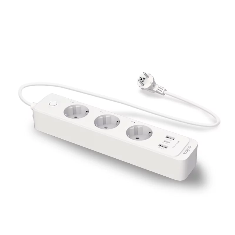 Kontrolsat - Tapo TP-Link Smart Socket Extension - Smart Wi-Fi Power Strip 3 Schuko 10A Sockets + USB/USB-C White