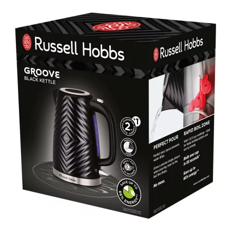 Kontrolsat - Russell Hobbs Kettle - Groove Black - 1.7L Kontrolsat - Russell Hobbs Kettle - Groove Black - 1.7L