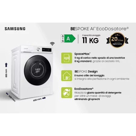Kontrolsat - Máquina Lavar Roupa Samsung WW11BB744DGW (11kg - 1400rpm - Classe A)