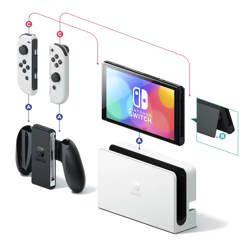 Kontrolsat - Nintendo Switch console - OLED - White