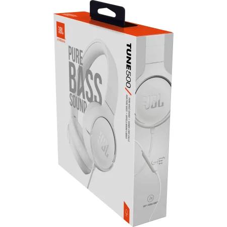 Kontrolsat - JBL Headphones - Pure Bass - White - T500WHT Kontrolsat - JBL Headphones - Pure Bass - White - T500WHT