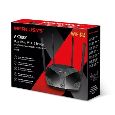 Kontrolsat - Router Mercusys - AX3000 - Dual-Band - Wi-Fi 6 - MR80X
