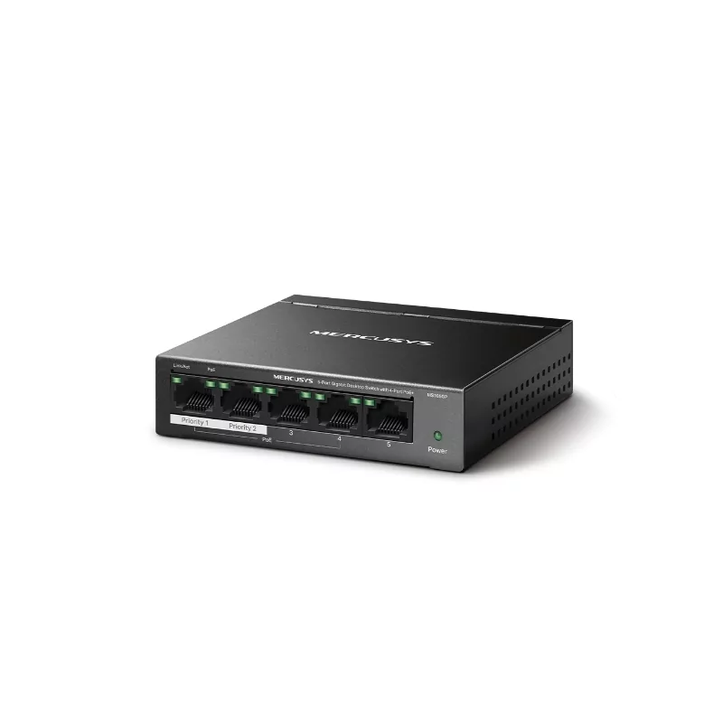 Kontrolsat - Switch Mercusys - 5 Portas Gigabit - PoE+ - MS105GP