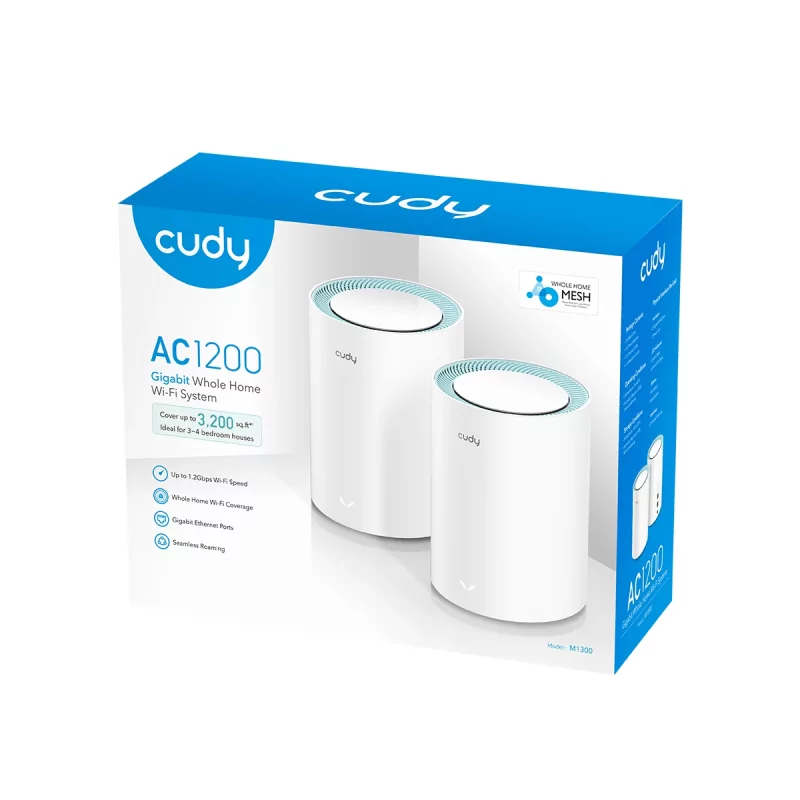 Kontrolsat - Sistema Mesh Cudy - M1300 - AC1200 - Dual-Band Wi-Fi 5 - Pack 2 Unidades