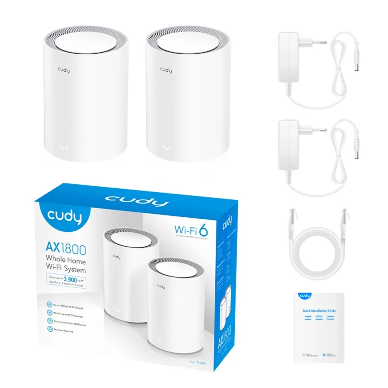 Kontrolsat - Sistema Mesh Cudy - AX1800 - M1800 - Dual-Band Wi-Fi 6 - Pack 2 Unidades