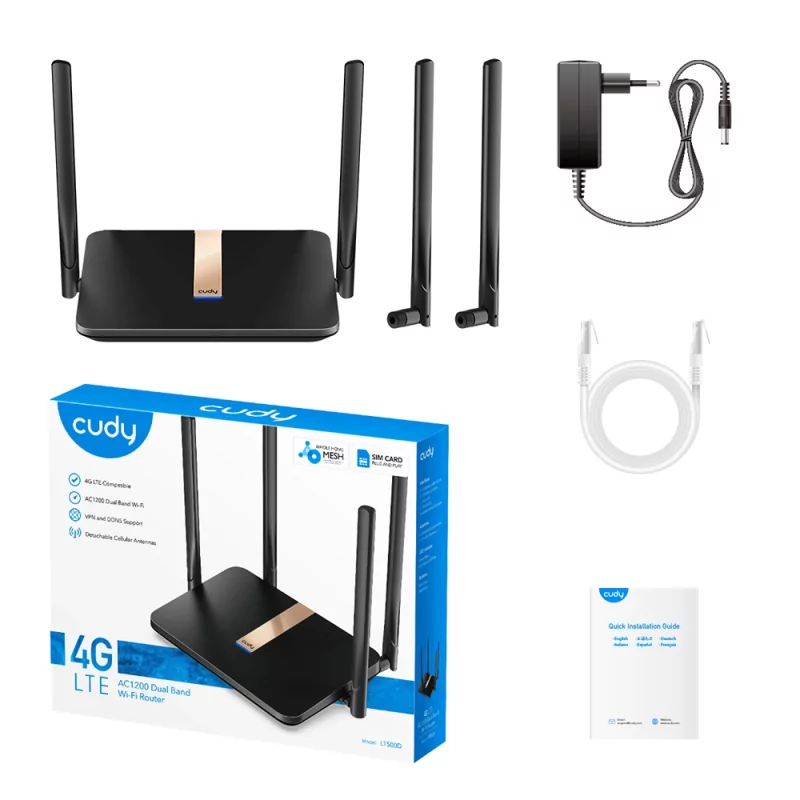 Kontrolsat - Router Cudy - AC1200 - Dual-Band Wi-Fi 5 - 4G LTE - LT500D