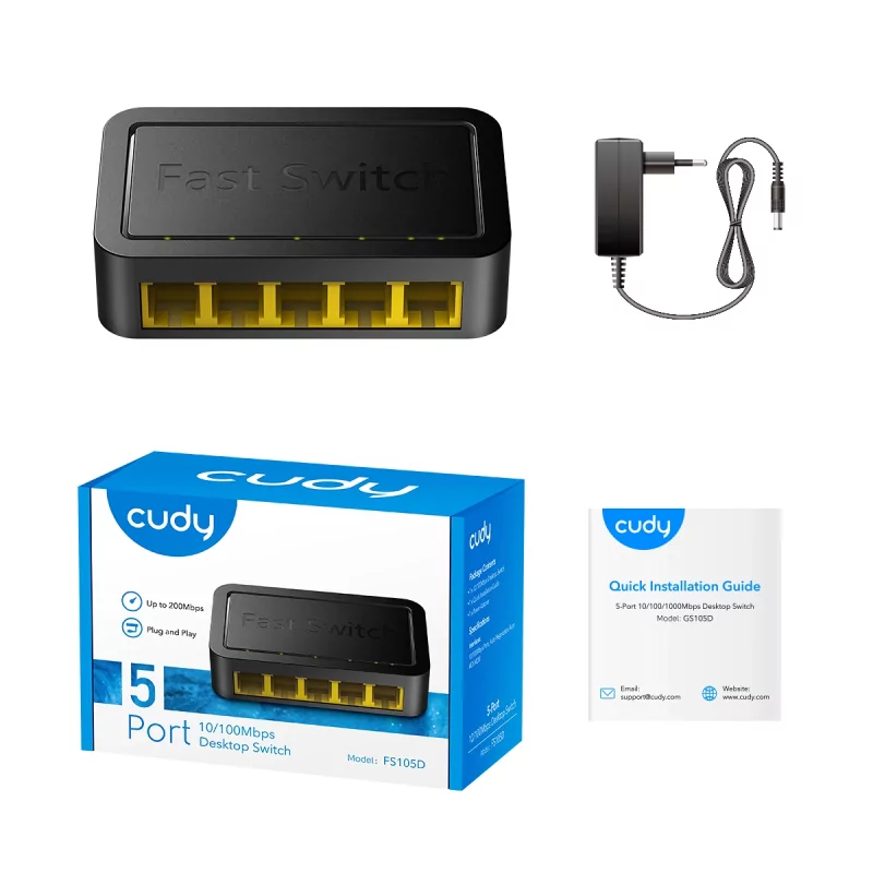 Kontrolsat - Switch Cudy - 5 Portas 10/100 Mbps - UnManaged - FS105D