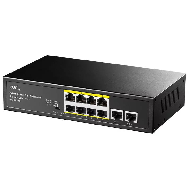 Kontrolsat - Switch Cudy - 8 Ports 10/100Mbps - UnManaged PoE+ - FS1010PG