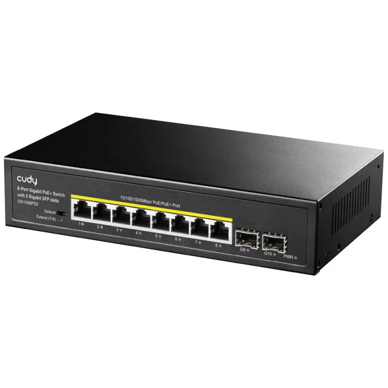 Kontrolsat - Switch Cudy - 8 Portas Gigabit - UnManaged PoE+ SFP - GS1008PS2