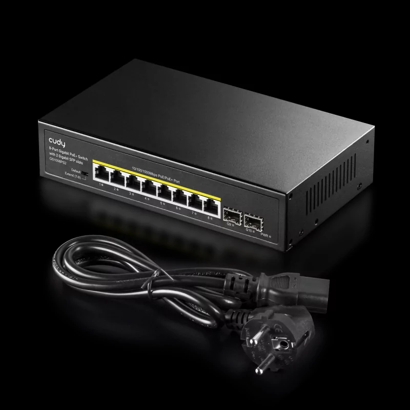 Kontrolsat - Switch Cudy - 8 Portas Gigabit - UnManaged PoE+ SFP - GS1008PS2