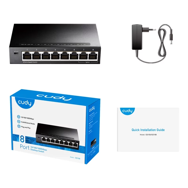 Kontrolsat - Cudy Switch - 8 Gigabit Ports - UnManaged - GS108