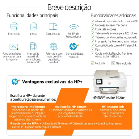 Kontrolsat - HP Printer - All-In-One - Envy Inspire - Wireless - 7920e