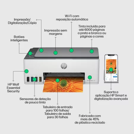 Kontrolsat - HP Printer - Multifunction - Wireless - Smart Tank - 1F3Y3A Kontrolsat - HP Printer - Multifunction - Wireless - Smart Tank - 1F3Y3A