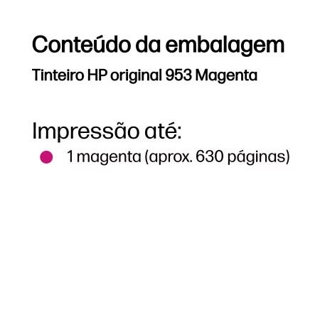 Kontrolsat - Tinteiro HP - 953 Rosa - 630 Páginas - F6U13AE