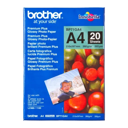 Kontrolsat - Papel Fotográfico Brother - 20 Folhas - A4 - BP71GA4 Kontrolsat - Papel Fotográfico Brother - 20 Folhas - A4 - BP71GA4